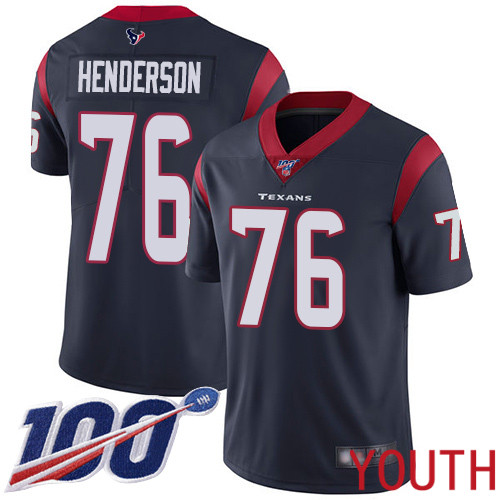 Houston Texans Limited Navy Blue Youth Seantrel Henderson Home Jersey NFL Football 76 100th Season Vapor Untouchable